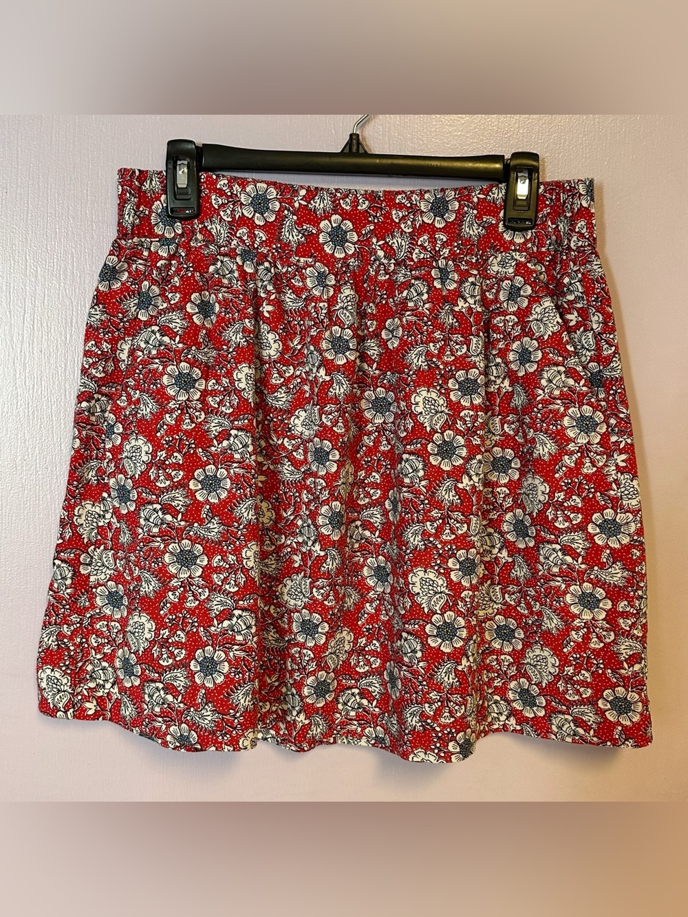 LOFT Floral Elastic Waist and Front Pockets Skirt Size S